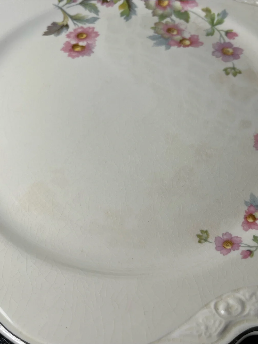 Homer Laughlin Virginia Rose JJ59 Dinner Plate Platinum Trim